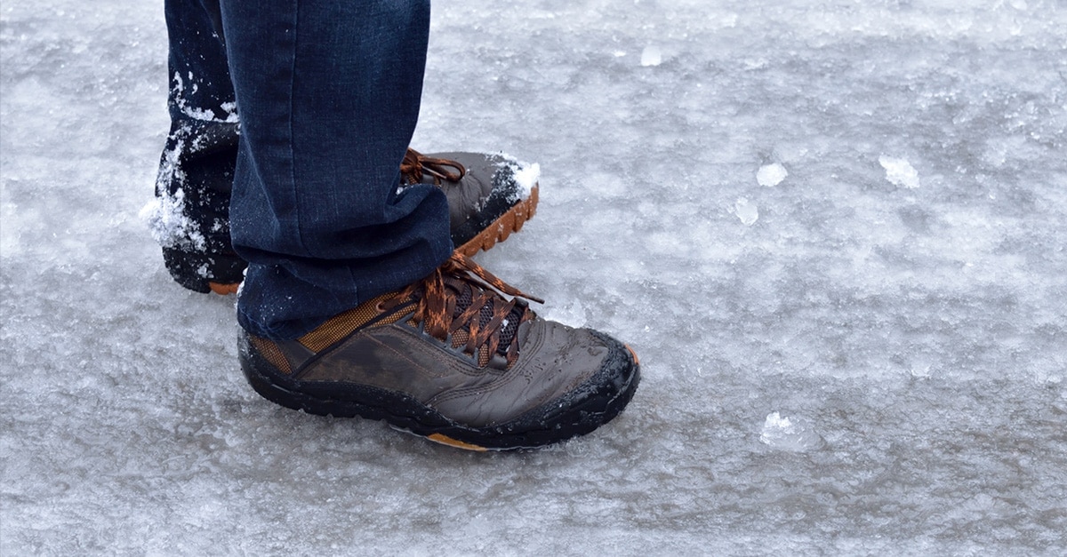 slippery icy sidewalk